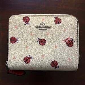 Coach Ivory Wallet with Red Ladybugs